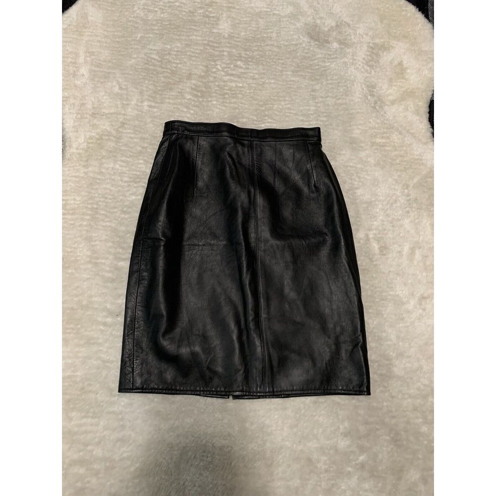 Vintage Siena Studio Y2K Womens Black Leather Skirt Size 6 USA Made